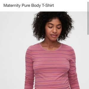 Maternity body t-shirt long sleeve pink striped sm